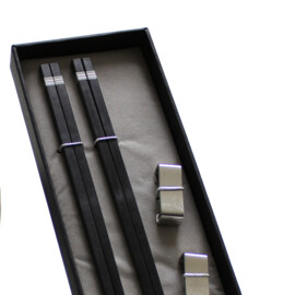 Uzen Silver chopsticks in cadeauverpakking (2 setjes chopsticks + 2 rests)